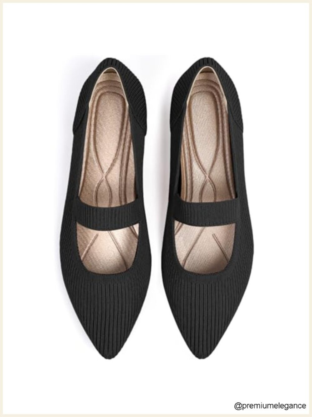 Women's Knit Pointed Toe Ballet Flats Mary Jane Dressy Comfortable